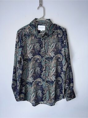 The Shirt by Rochelle Behrens Womens Large Button Down Blouse Top Long Sleeve